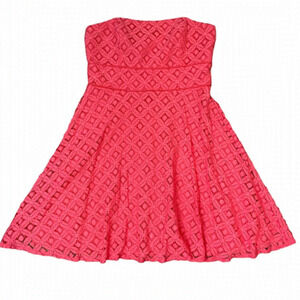 Lace Mini Dress Sz L Pink A-Line Strapless Barbie PINK dress for PROM/Formal